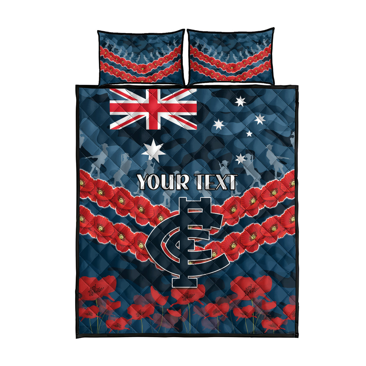 Custom Blues Football Quilt Bed Set ANZAC Lest We Forget