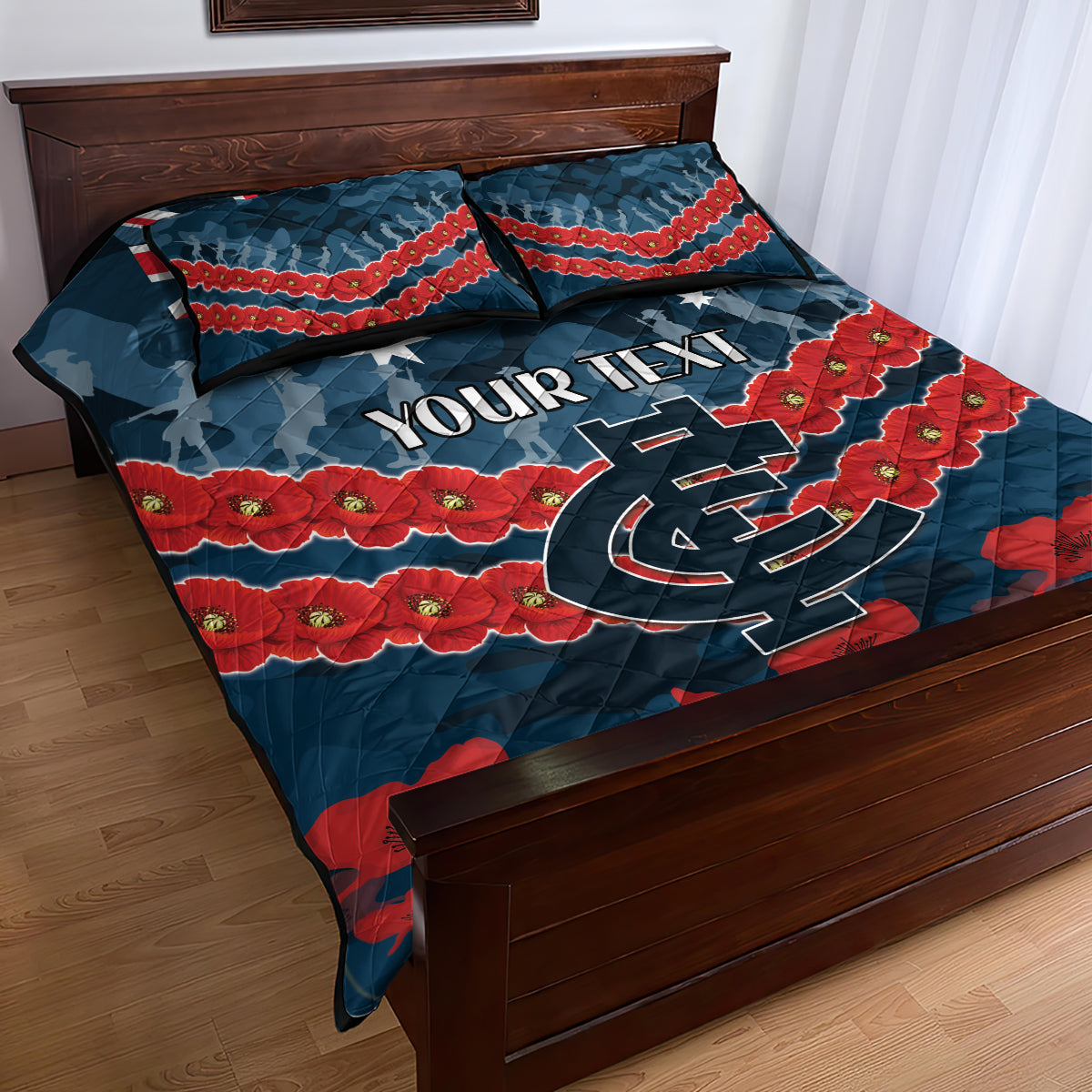 Custom Blues Football Quilt Bed Set ANZAC Lest We Forget