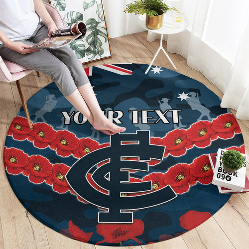 Custom Blues Football Round Carpet ANZAC Lest We Forget