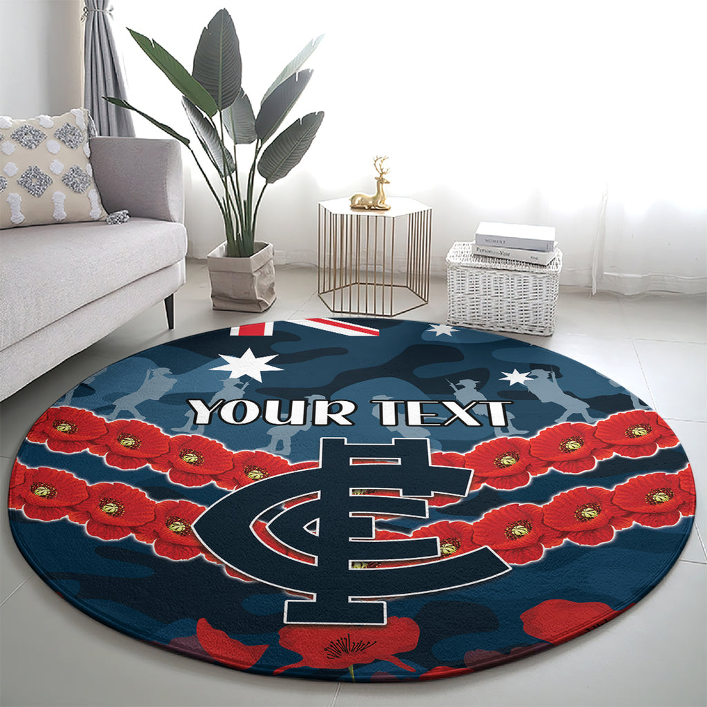 Custom Blues Football Round Carpet ANZAC Lest We Forget
