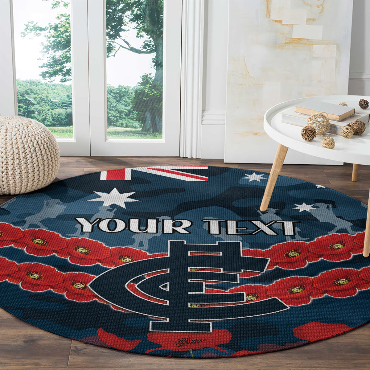 Custom Blues Football Round Carpet ANZAC Lest We Forget