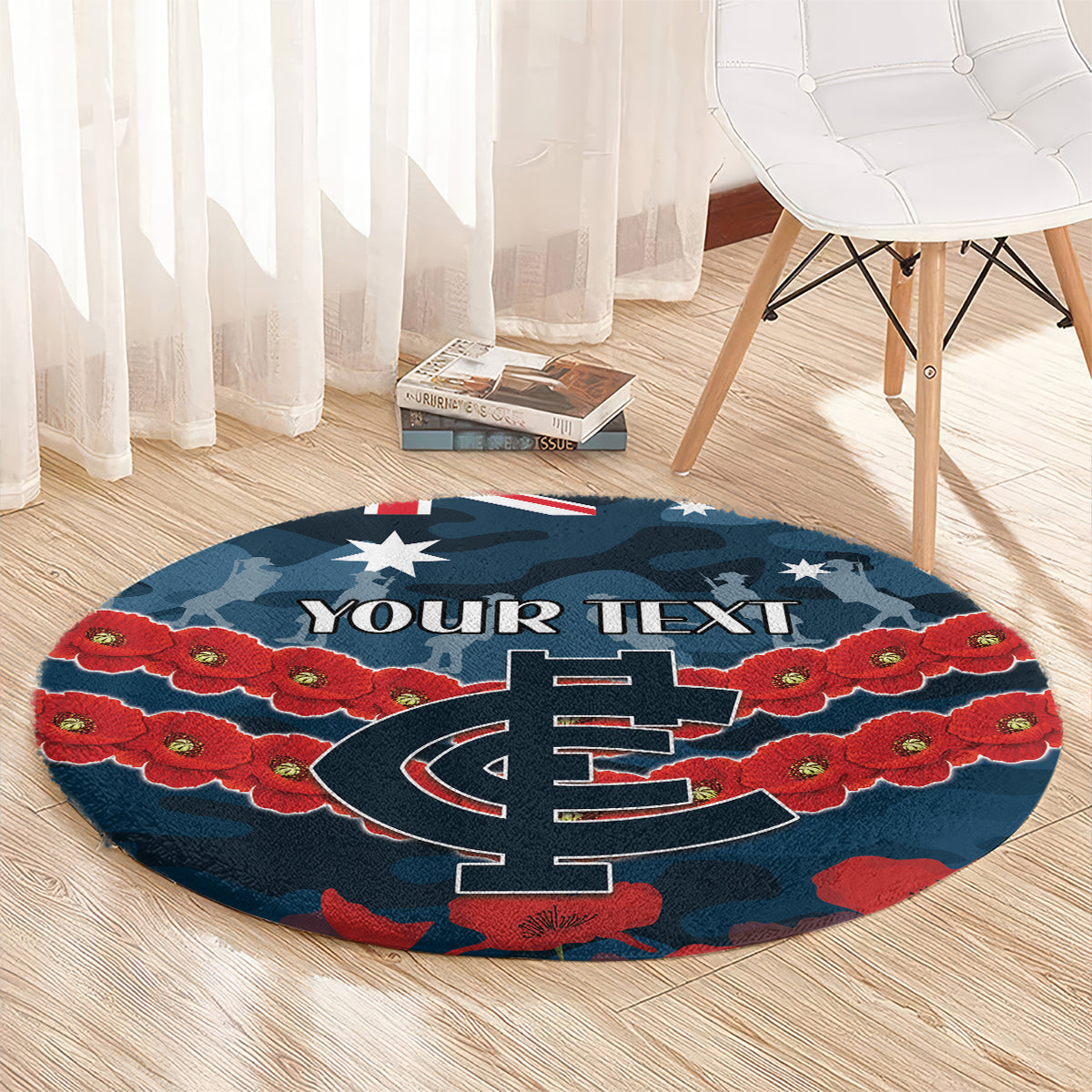 Custom Blues Football Round Carpet ANZAC Lest We Forget