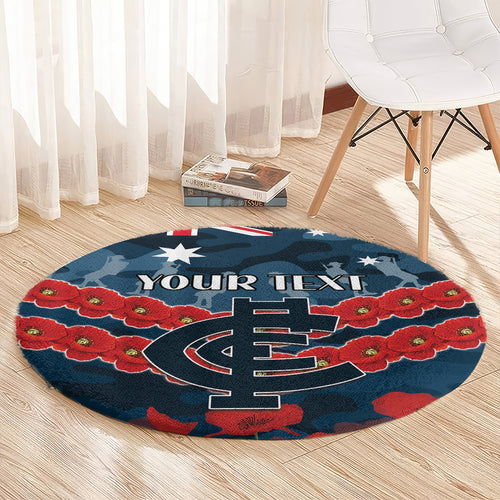 Custom Blues Football Round Carpet ANZAC Lest We Forget