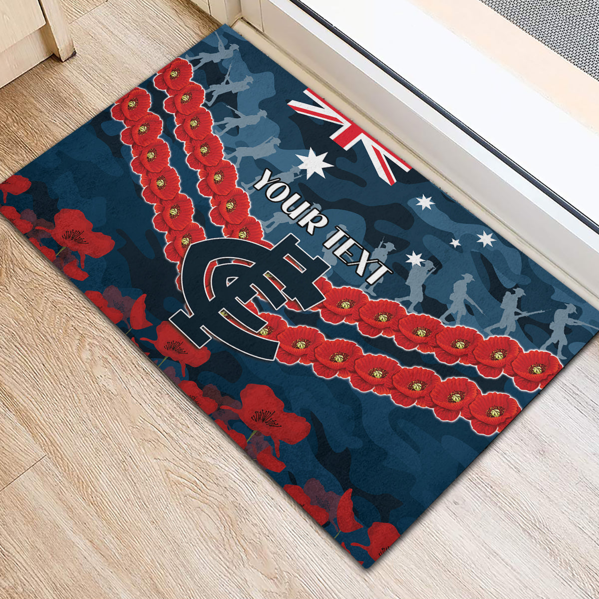 Custom Blues Football Rubber Doormat ANZAC Lest We Forget
