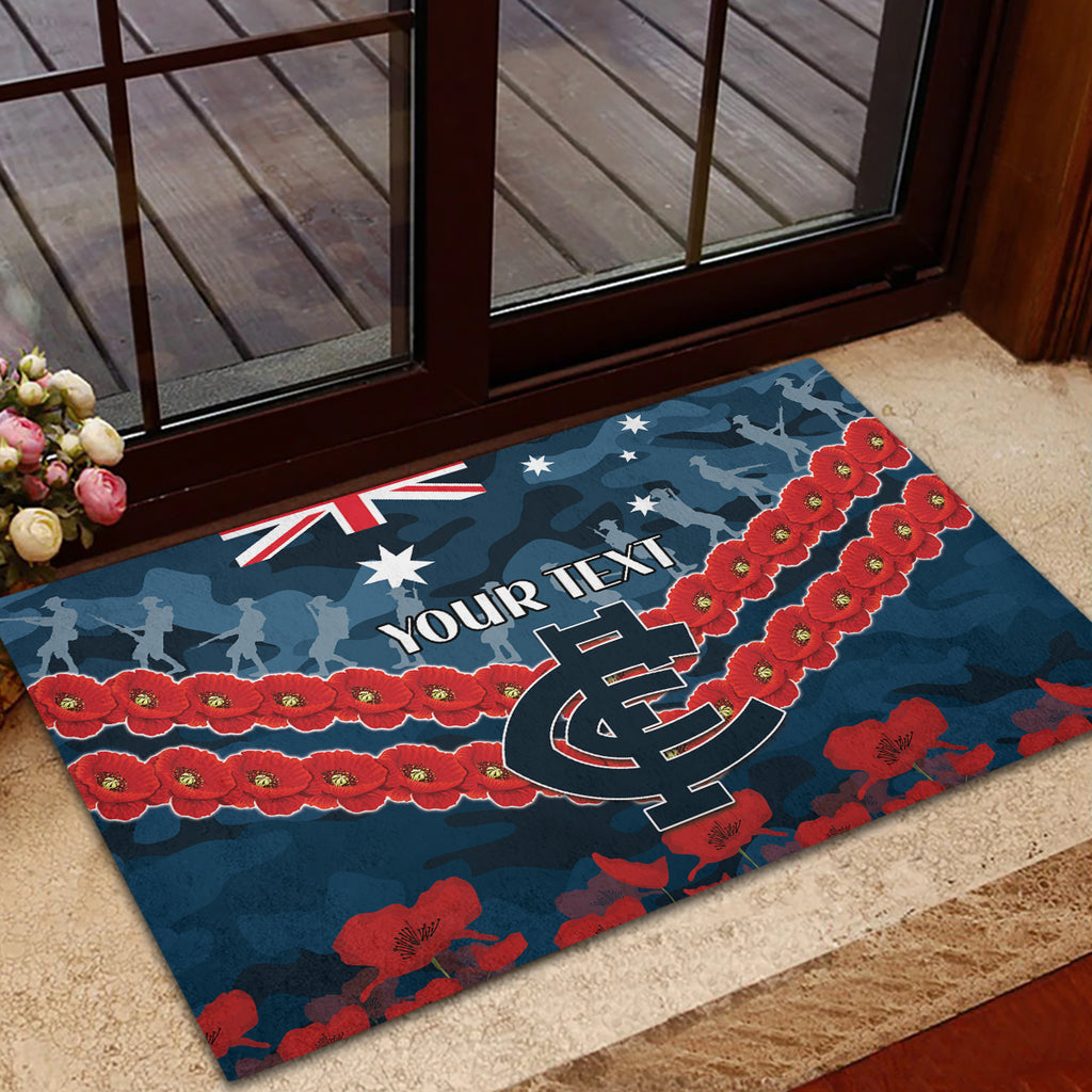Custom Blues Football Rubber Doormat ANZAC Lest We Forget