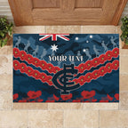 Custom Blues Football Rubber Doormat ANZAC Lest We Forget