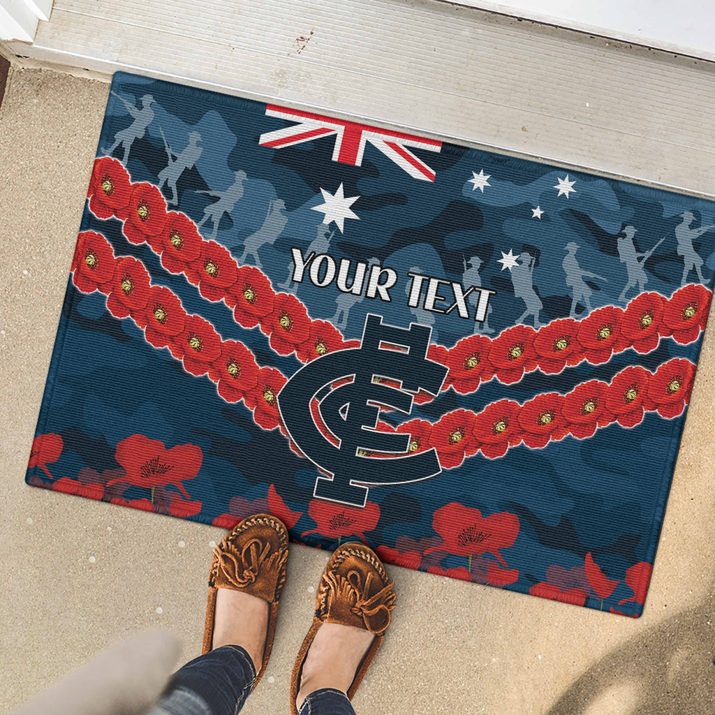 Custom Blues Football Rubber Doormat ANZAC Lest We Forget