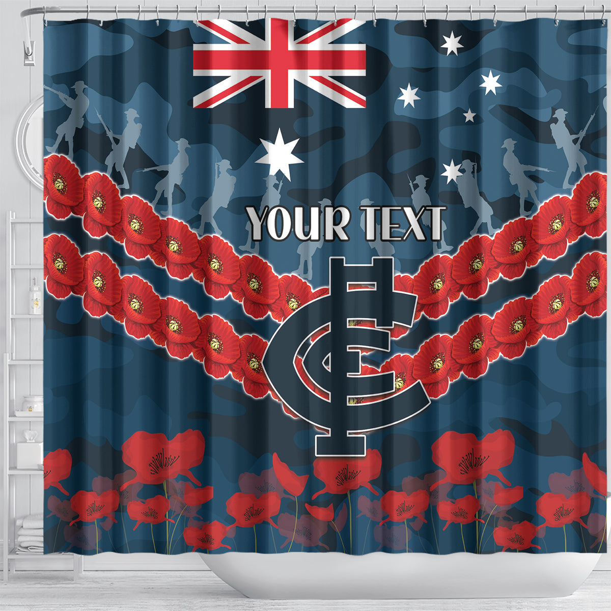 Custom Blues Football Shower Curtain ANZAC Lest We Forget