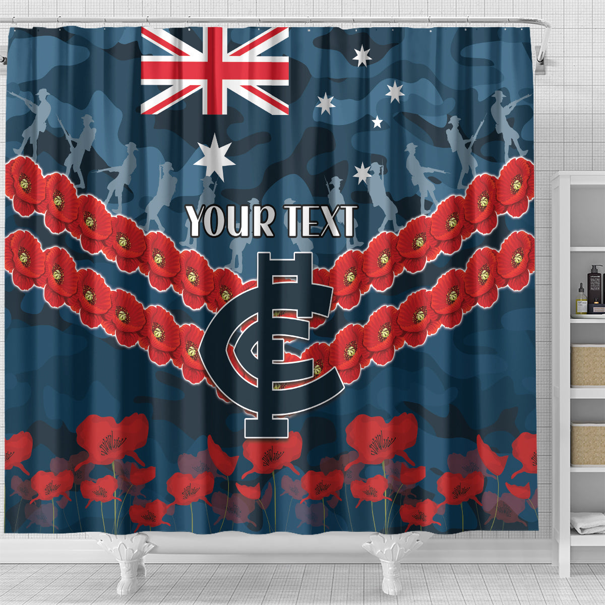 Custom Blues Football Shower Curtain ANZAC Lest We Forget