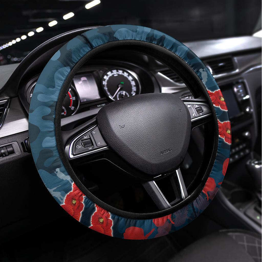 Custom Blues Football Steering Wheel Cover ANZAC Lest We Forget