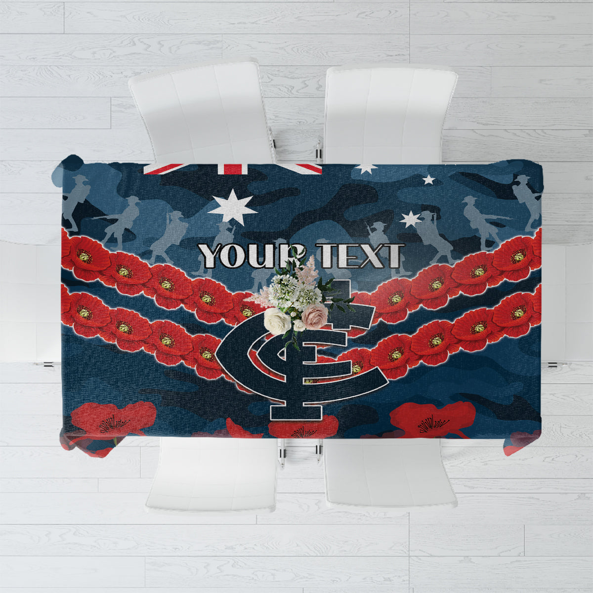 Custom Blues Football Tablecloth ANZAC Lest We Forget