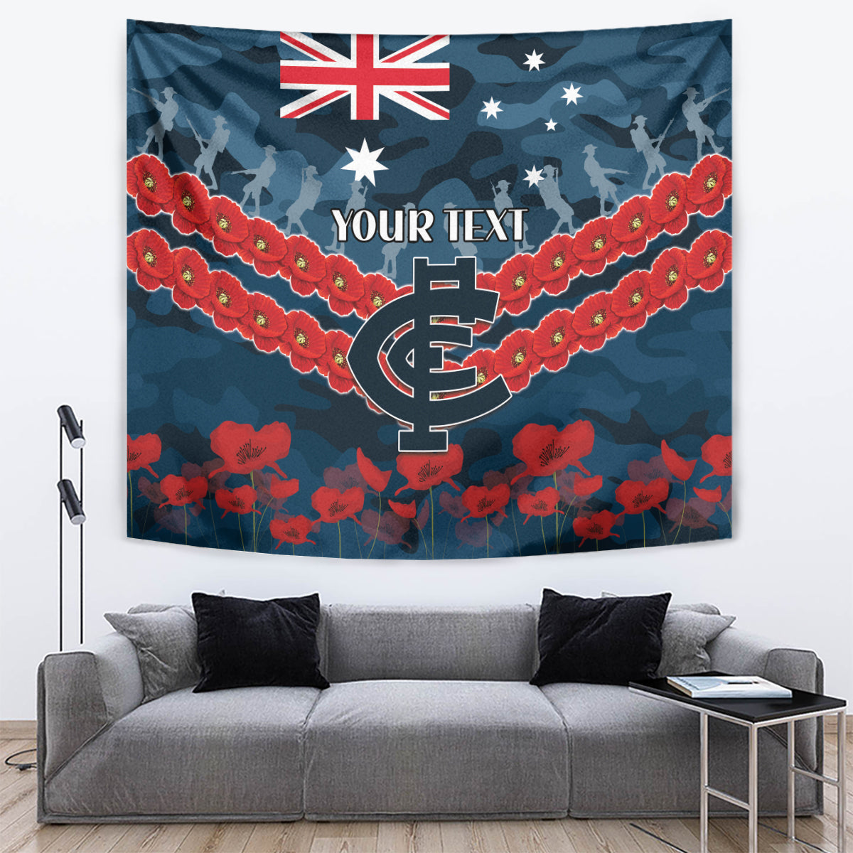 Custom Blues Football Tapestry ANZAC Lest We Forget