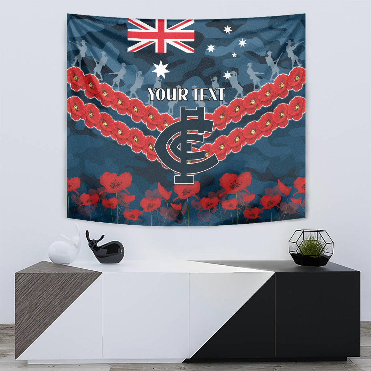 Custom Blues Football Tapestry ANZAC Lest We Forget