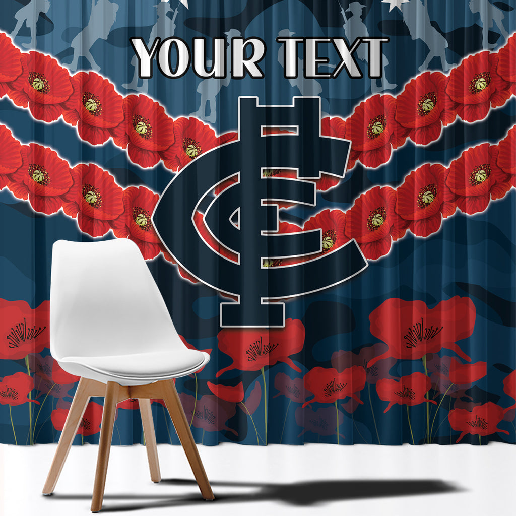 Custom Blues Football Window Curtain ANZAC Lest We Forget