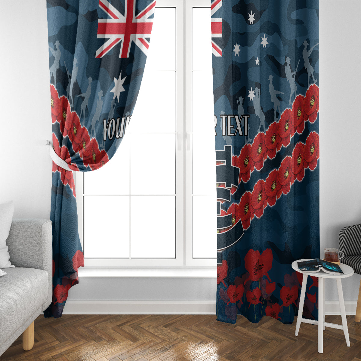 Custom Blues Football Window Curtain ANZAC Lest We Forget