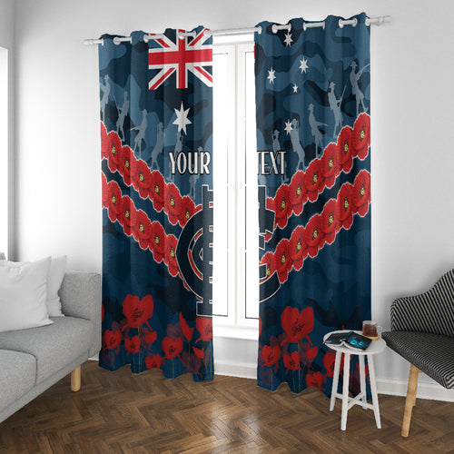 Custom Blues Football Window Curtain ANZAC Lest We Forget