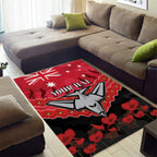 Custom Bombers Football Area Rug ANZAC Lest We Forget