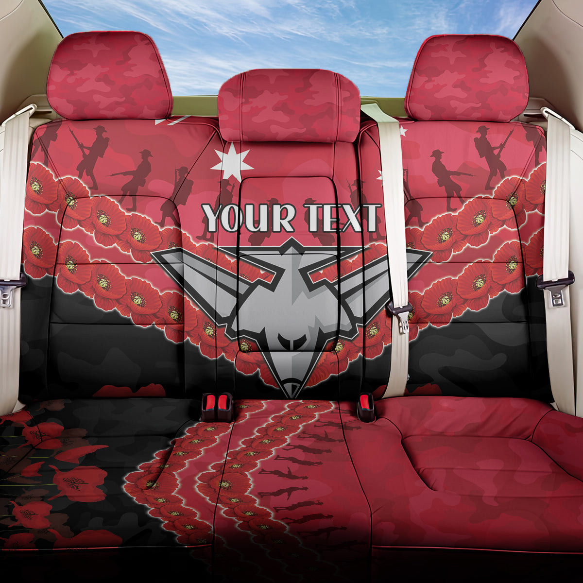 Custom Bombers Football Back Car Seat Cover ANZAC Lest We Forget