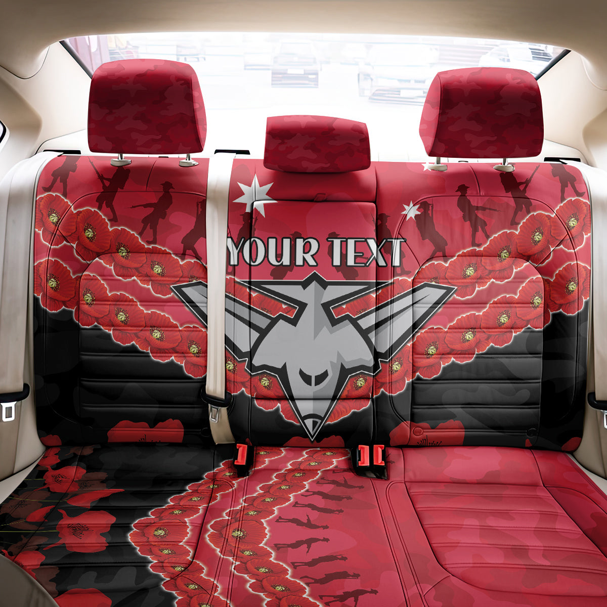 Custom Bombers Football Back Car Seat Cover ANZAC Lest We Forget
