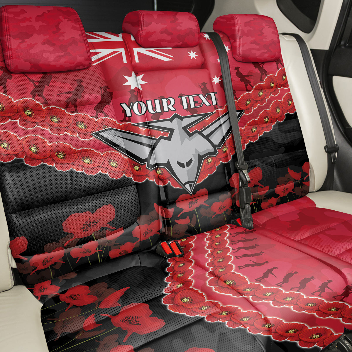 Custom Bombers Football Back Car Seat Cover ANZAC Lest We Forget