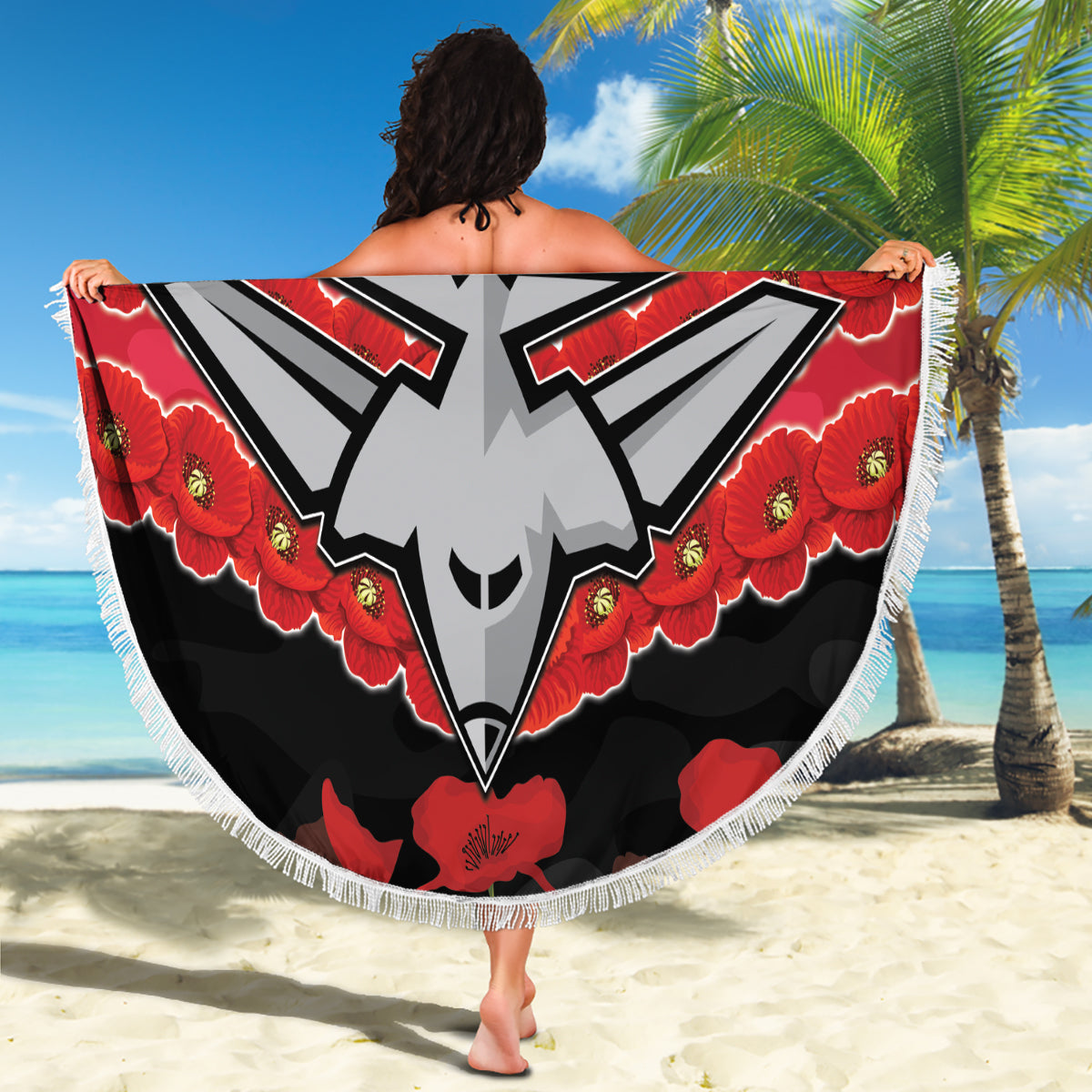 Custom Bombers Football Beach Blanket ANZAC Lest We Forget