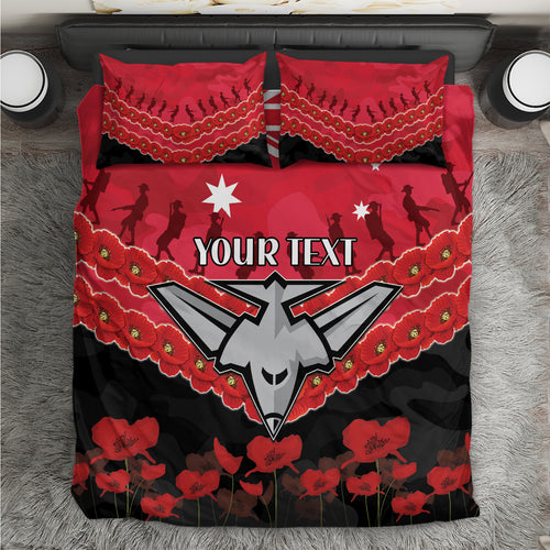Custom Bombers Football Bedding Set ANZAC Lest We Forget