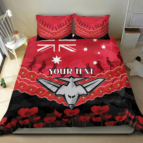 Custom Bombers Football Bedding Set ANZAC Lest We Forget