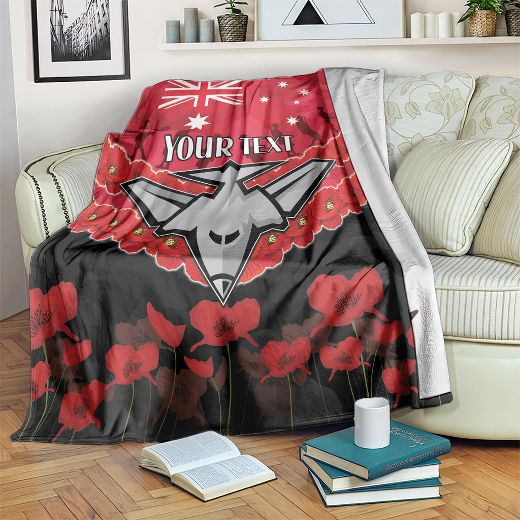 Custom Bombers Football Blanket ANZAC Lest We Forget