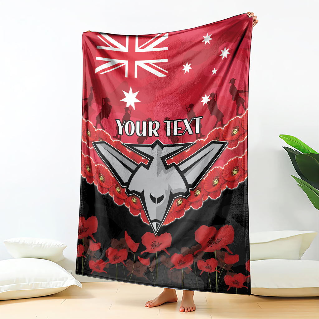 Custom Bombers Football Blanket ANZAC Lest We Forget