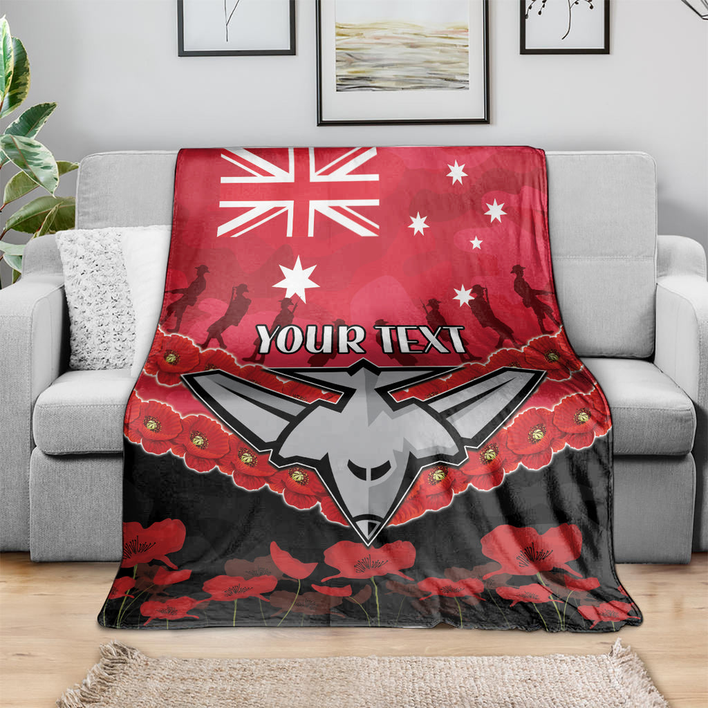 Custom Bombers Football Blanket ANZAC Lest We Forget