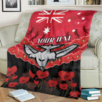 Custom Bombers Football Blanket ANZAC Lest We Forget