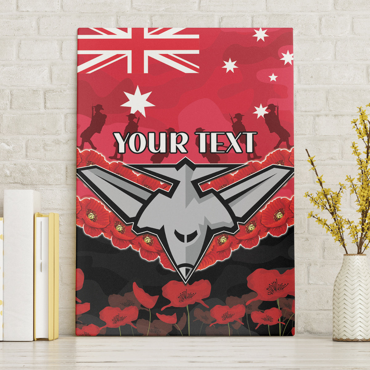 Custom Bombers Football Canvas Wall Art ANZAC Lest We Forget
