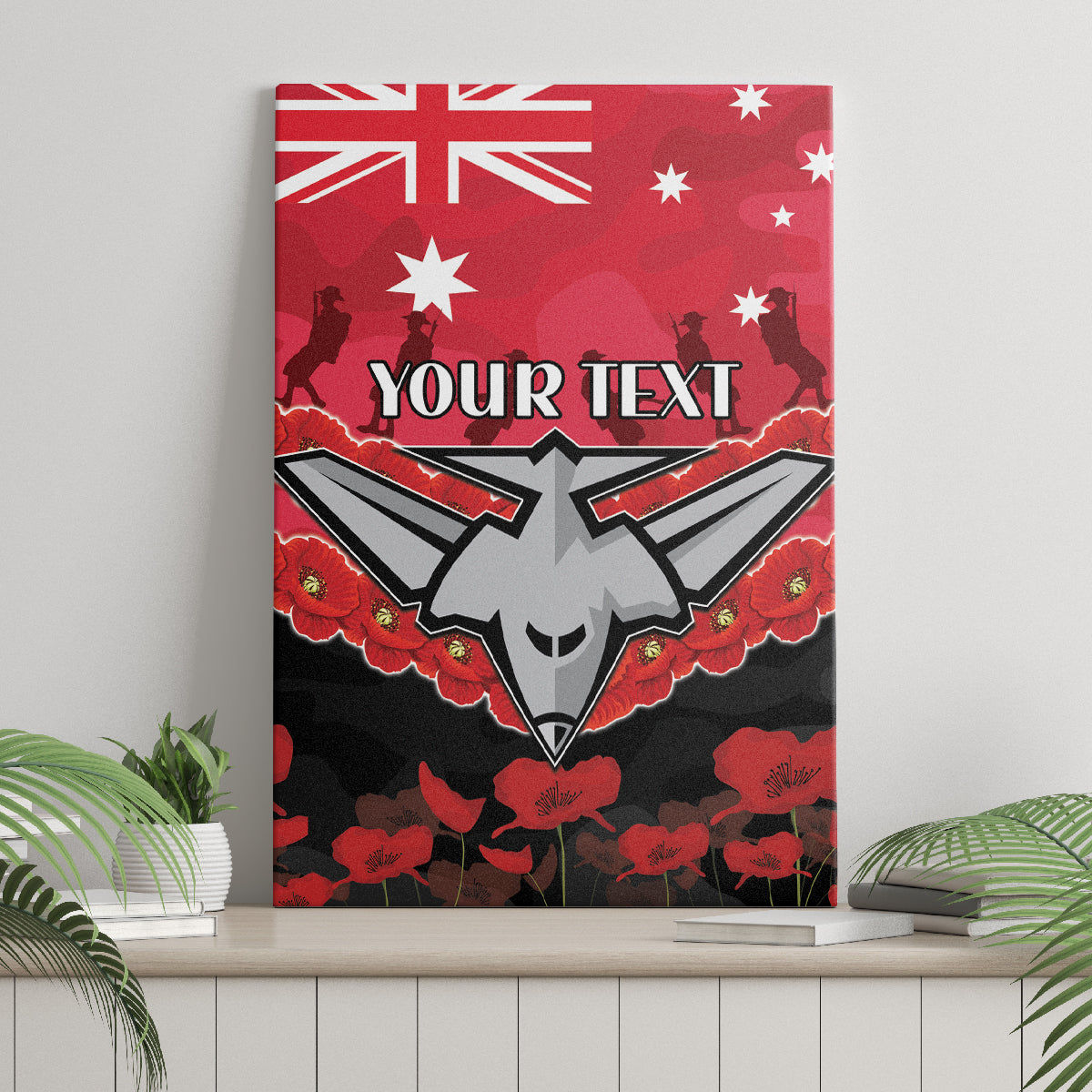Custom Bombers Football Canvas Wall Art ANZAC Lest We Forget