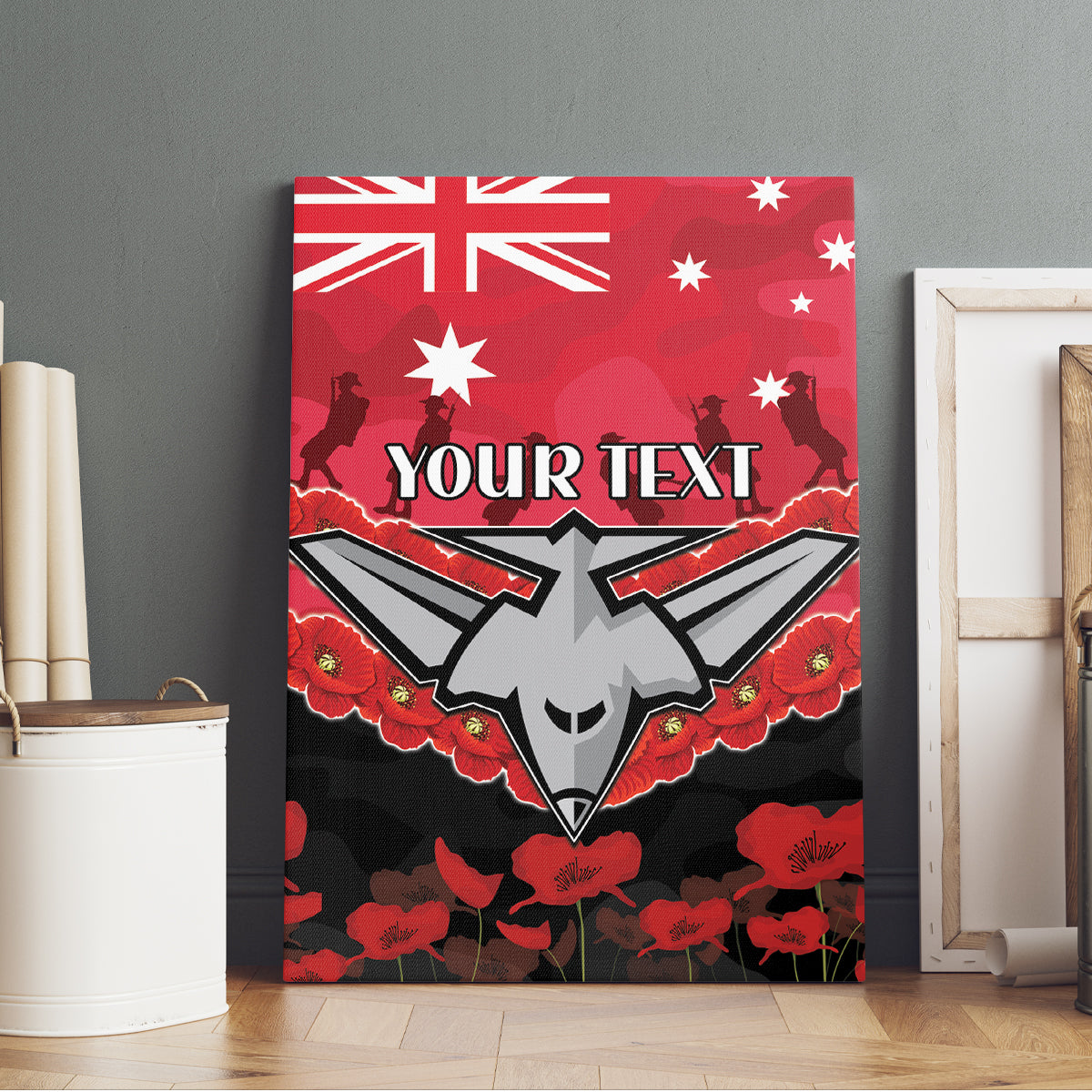 Custom Bombers Football Canvas Wall Art ANZAC Lest We Forget