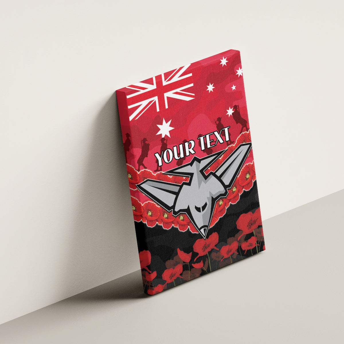 Custom Bombers Football Canvas Wall Art ANZAC Lest We Forget