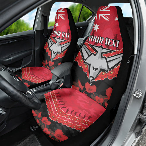 Custom Bombers Football Car Seat Cover ANZAC Lest We Forget