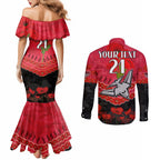 Custom Bombers Football Couples Matching Mermaid Dress and Long Sleeve Button Shirt ANZAC Lest We Forget