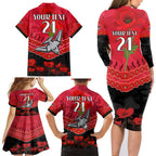 Custom Bombers Football Family Matching Long Sleeve Bodycon Dress and Hawaiian Shirt ANZAC Lest We Forget
