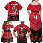 Custom Bombers Football Family Matching Off Shoulder Maxi Dress and Hawaiian Shirt ANZAC Lest We Forget