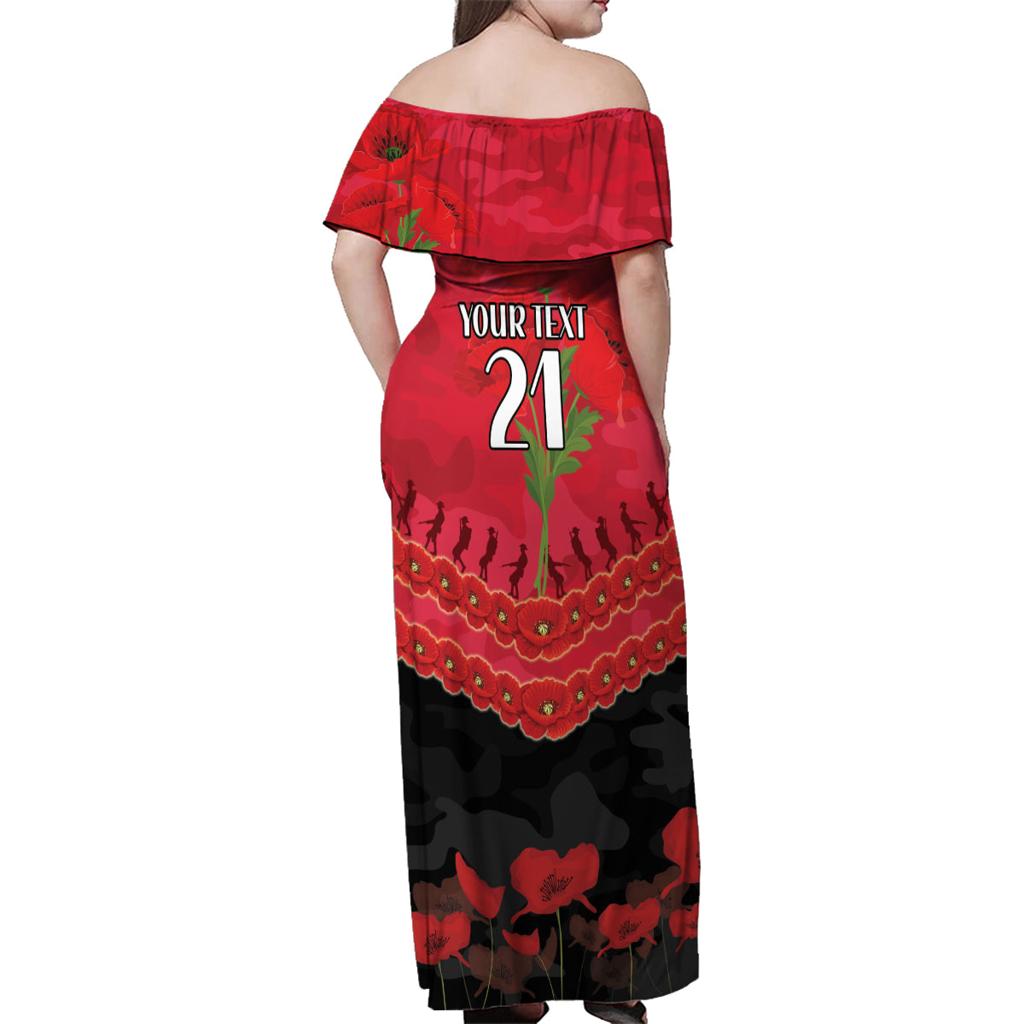 Custom Bombers Football Family Matching Off Shoulder Maxi Dress and Hawaiian Shirt ANZAC Lest We Forget
