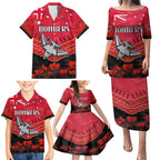 Custom Bombers Football Family Matching Puletasi and Hawaiian Shirt ANZAC Lest We Forget