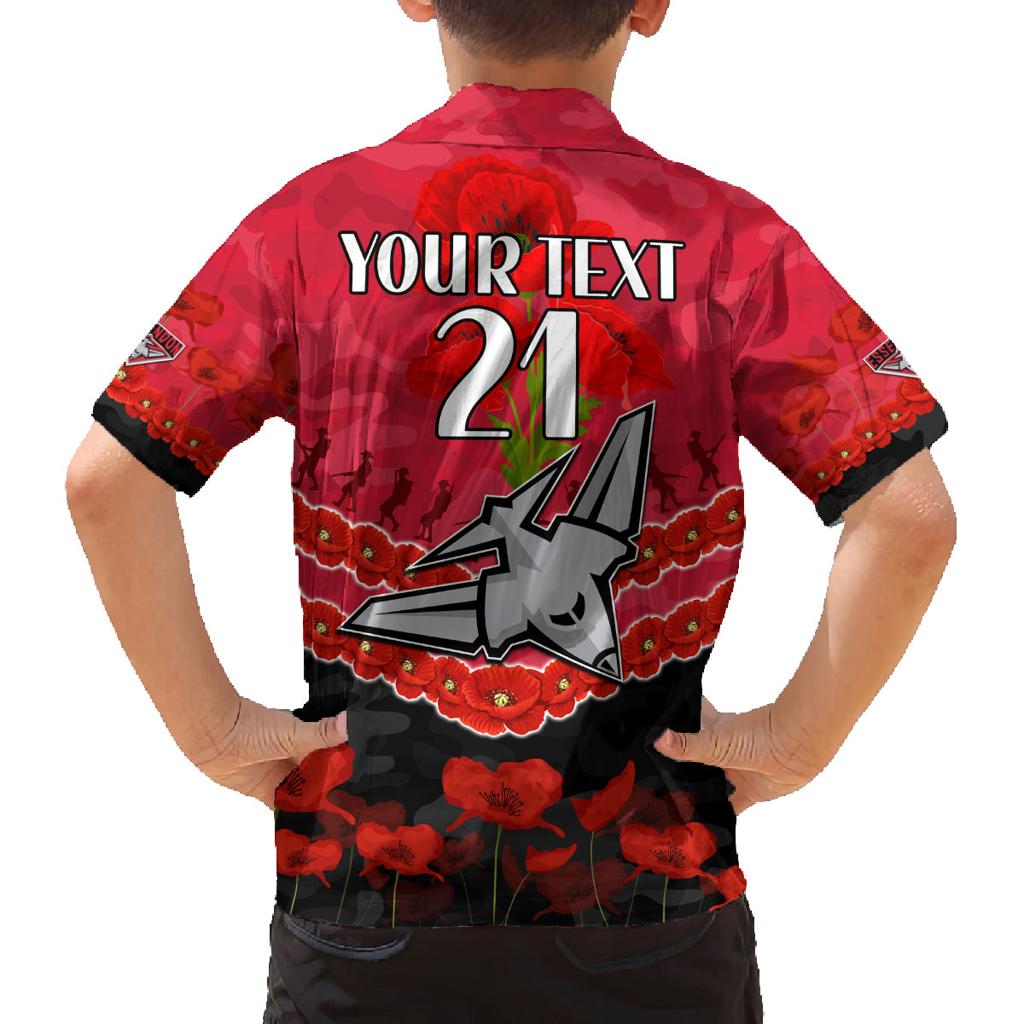 Custom Bombers Football Family Matching Puletasi and Hawaiian Shirt ANZAC Lest We Forget