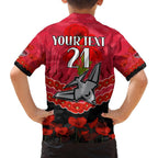 Custom Bombers Football Family Matching Puletasi and Hawaiian Shirt ANZAC Lest We Forget