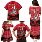 Custom Bombers Football Family Matching Puletasi and Hawaiian Shirt ANZAC Lest We Forget