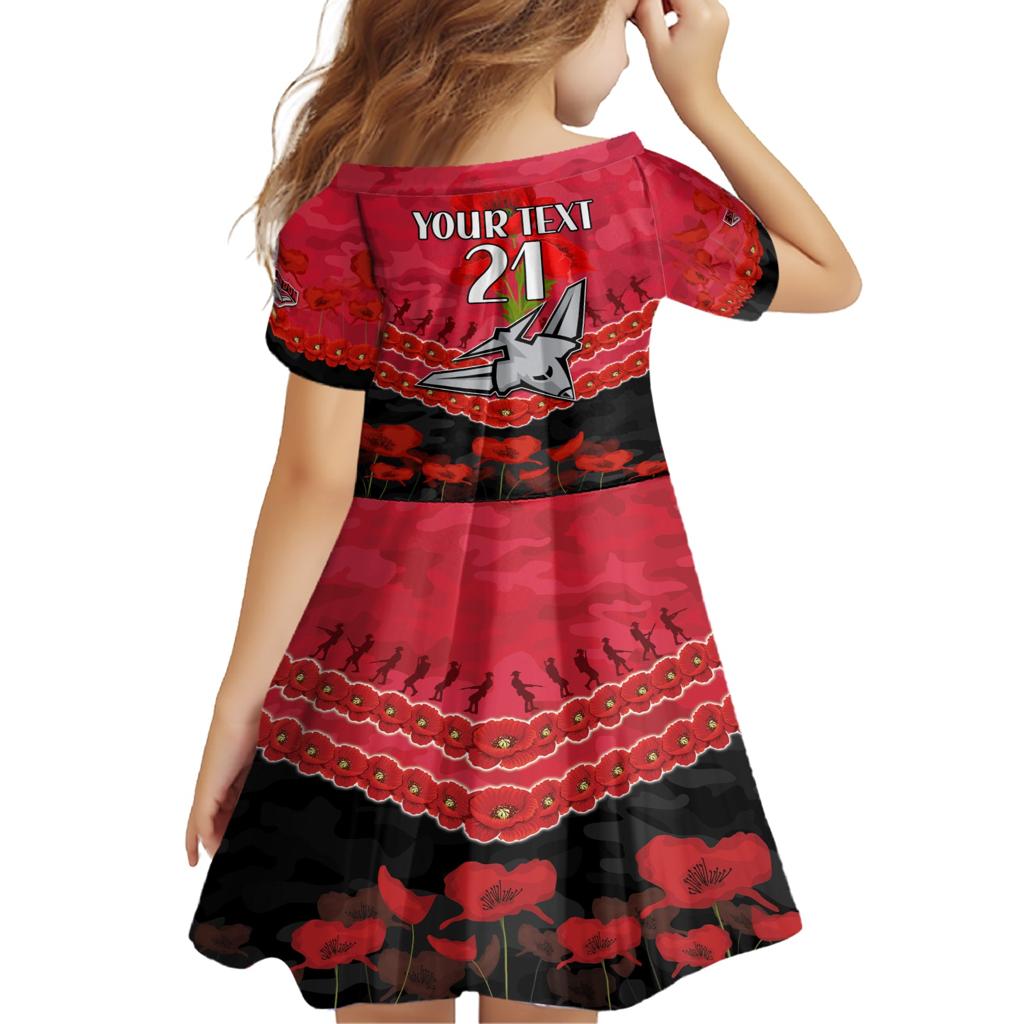 Custom Bombers Football Family Matching Short Sleeve Bodycon Dress and Hawaiian Shirt ANZAC Lest We Forget