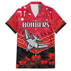 Custom Bombers Football Family Matching Short Sleeve Bodycon Dress and Hawaiian Shirt ANZAC Lest We Forget