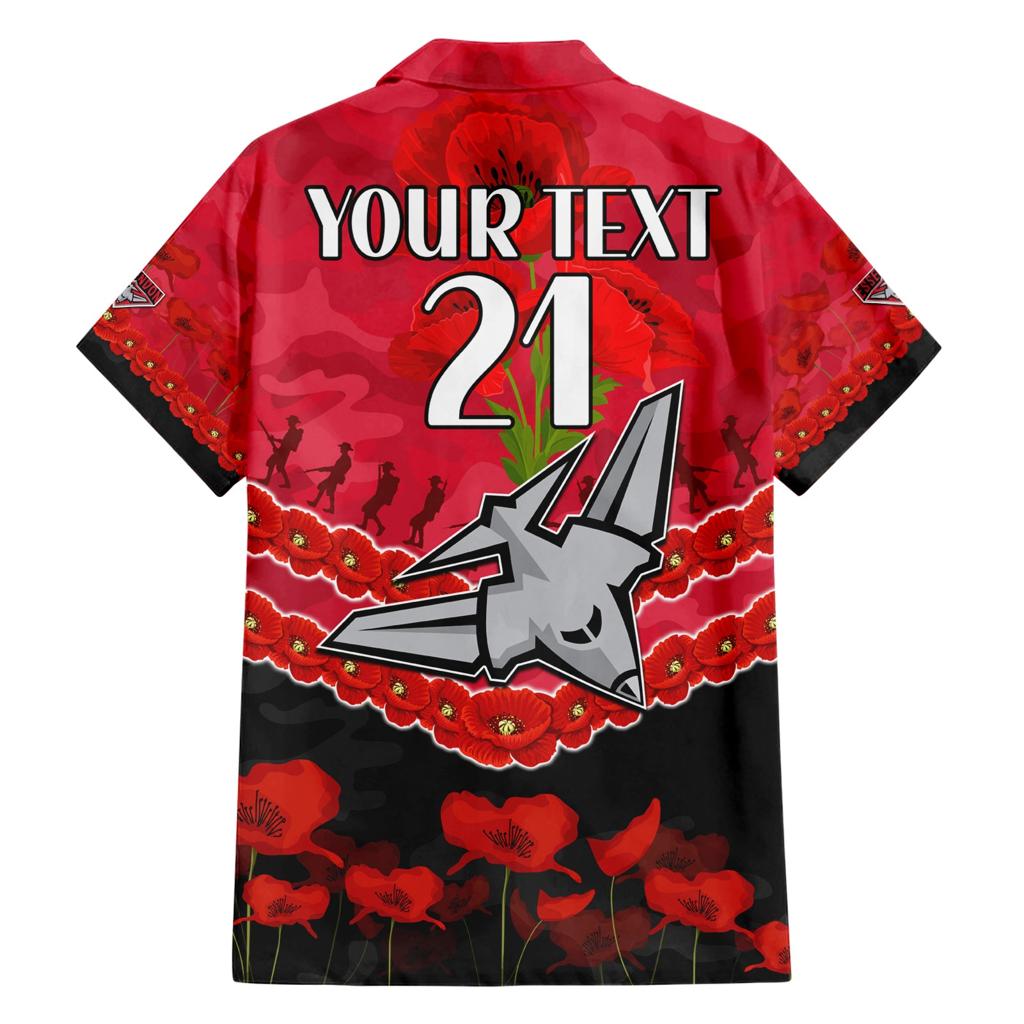 Custom Bombers Football Family Matching Short Sleeve Bodycon Dress and Hawaiian Shirt ANZAC Lest We Forget