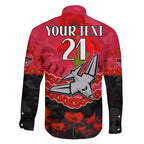 Custom Bombers Football Family Matching Short Sleeve Bodycon Dress and Hawaiian Shirt ANZAC Lest We Forget
