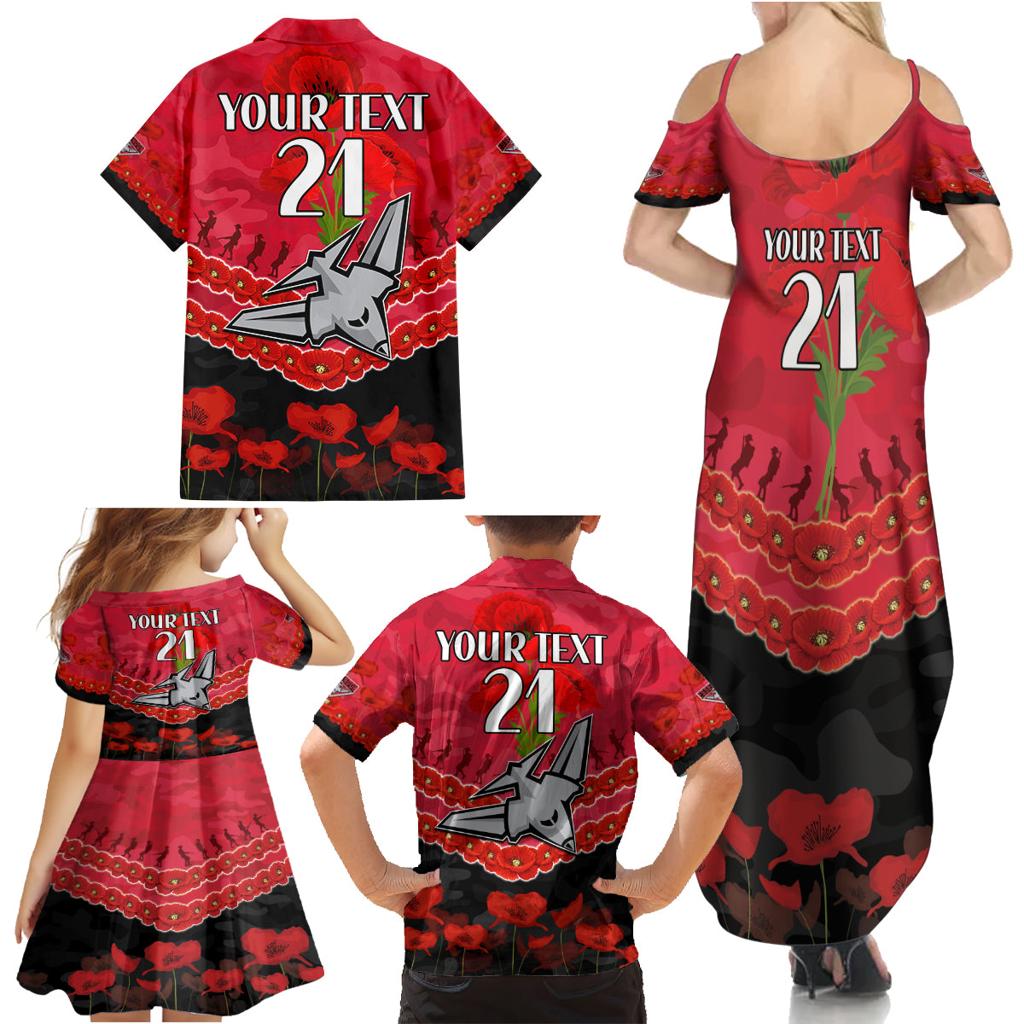 Custom Bombers Football Family Matching Summer Maxi Dress and Hawaiian Shirt ANZAC Lest We Forget