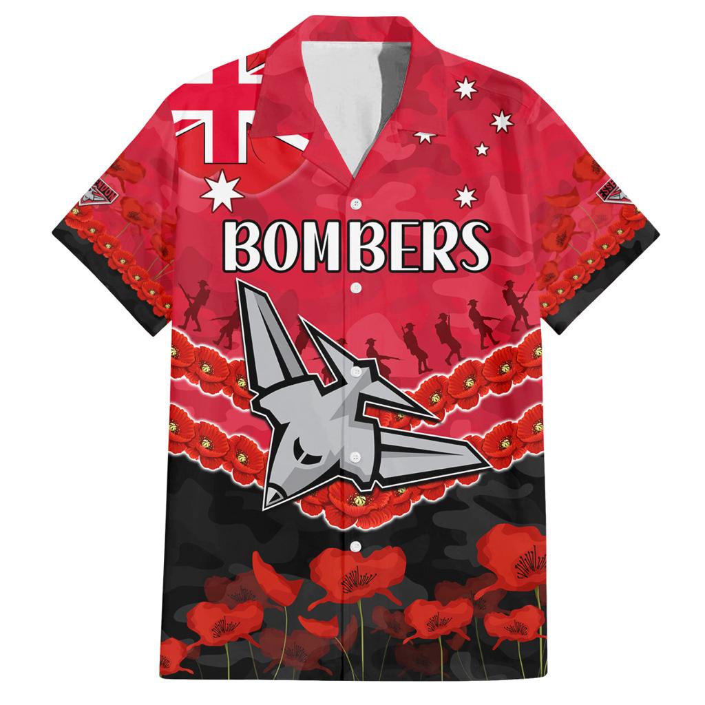 Custom Bombers Football Family Matching Summer Maxi Dress and Hawaiian Shirt ANZAC Lest We Forget
